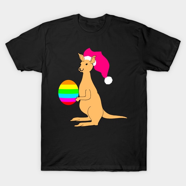 Cute Easter Kangaroo with Rainbow Easter Egg T-Shirt by Artstastic